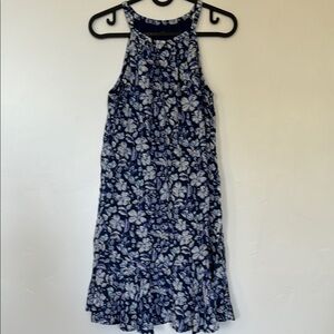 Girls Floral Blue Sleeveless Dress